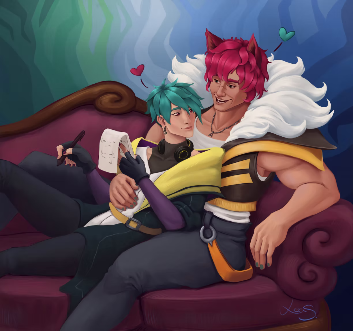 League of Legends Heartsteel Sett and Aphelios fan art